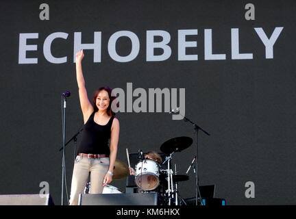 Sonya Madan vocalist with Echobelly performing at Victorious Festival UK 2017 Stock Photo