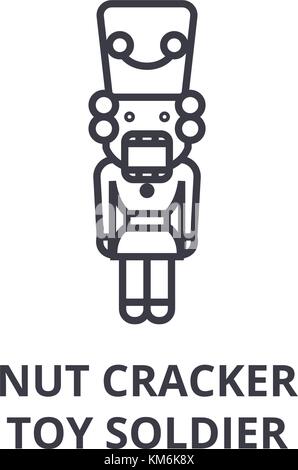 nut cracker, toy soldier line icon, outline sign, linear symbol, vector, flat illustration Stock Vector