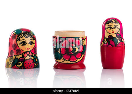 Matrioshka or babushkas dolls on a white background Stock Photo