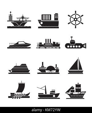 different types of boat and ship icons - Vector icon set Stock Vector