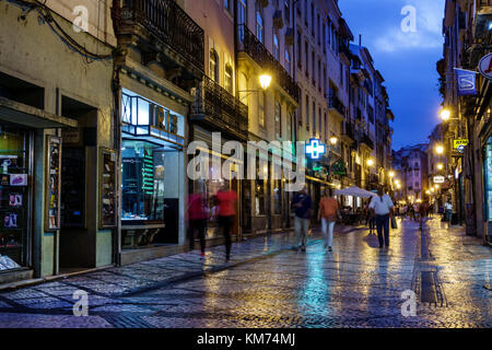 Coimbra Portugal,historic center,Rua Ferreira Borges,business,commercial district,storefronts,shopping shopper shoppers shop shops market markets mark Stock Photo