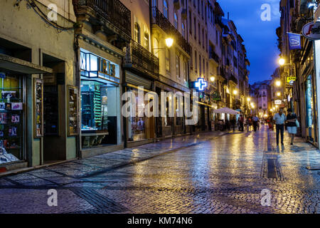 Coimbra Portugal,historic center,Rua Ferreira Borges,business,commercial district,storefronts,shopping shopper shoppers shop shops market markets mark Stock Photo