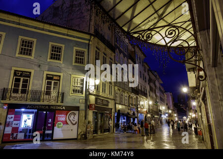 Coimbra Portugal,historic center,Rua Ferreira Borges,business,commercial district,storefronts,shopping shopper shoppers shop shops market markets mark Stock Photo