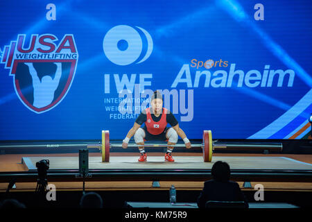 Anaheim, NOV 30: 2017 Kim Suhyeon in International Weightlifting Federation World Championships on NOV 30, 2017 at Anaheim Convention Center, Los Ange Stock Photo