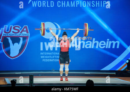 Anaheim, NOV 30: 2017 Kim Suhyeon in International Weightlifting Federation World Championships on NOV 30, 2017 at Anaheim Convention Center, Los Ange Stock Photo