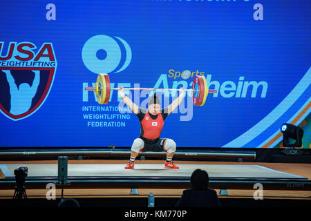 Anaheim, NOV 30: 2017 Kim Suhyeon in International Weightlifting Federation World Championships on NOV 30, 2017 at Anaheim Convention Center, Los Ange Stock Photo