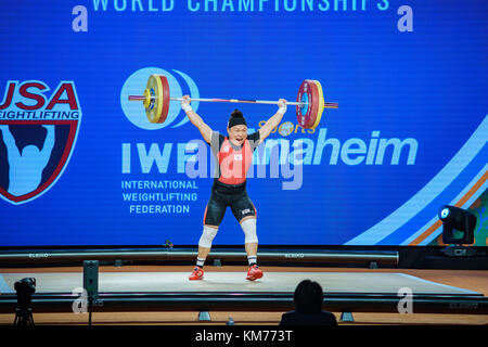 Anaheim, NOV 30: 2017 Kim Suhyeon in International Weightlifting Federation World Championships on NOV 30, 2017 at Anaheim Convention Center, Los Ange Stock Photo