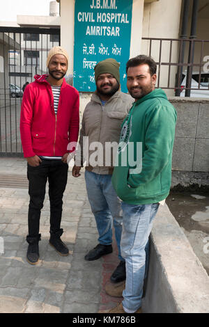 Portrait of three Indian Punjabi men in Amritsar, India Stock Photo