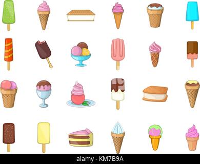 Ice cream icon set, cartoon style Stock Vector