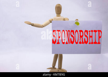 Conceptual hand writing text caption inspiration showing Sponsorship Business concept for Word Cloud Concept written sticky note sculpture background  Stock Photo