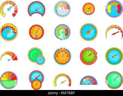 Dashboard icon set, cartoon style Stock Vector