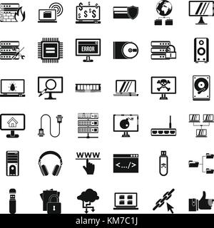 Network icons set, simple style Stock Vector