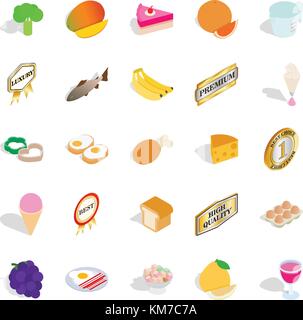 Burger icons set, isometric style Stock Vector