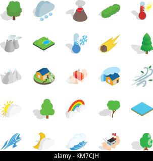 Affliction icons set, isometric style Stock Vector