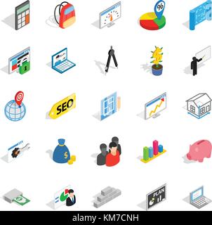 Calculator icons set, isometric style Stock Vector