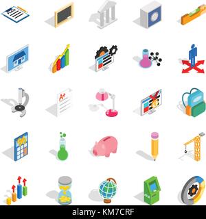 Adding machine icons set, isometric style Stock Vector