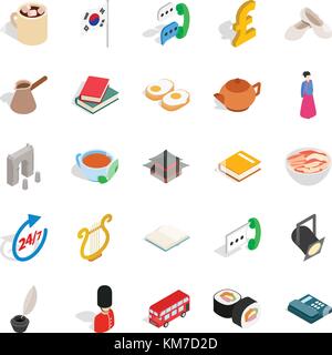 Quiet life icons set, isometric style Stock Vector