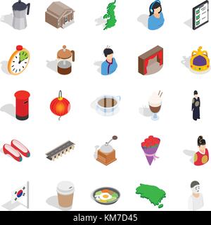 Life of ease icons set, isometric style Stock Vector