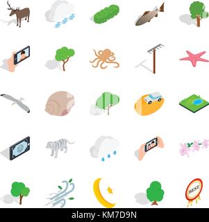 Sanctuary icons set, isometric style Stock Vector