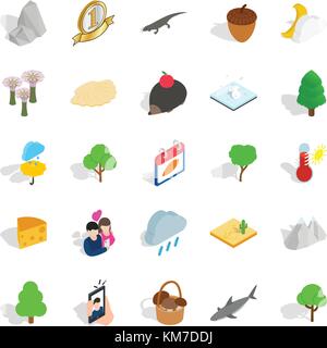 Reservation icons set, isometric style Stock Vector