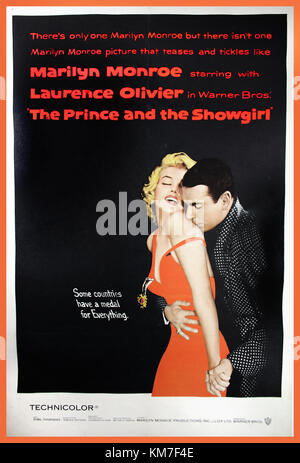 Vintage Movie Poster THE PRINCE AND THE SHOWGIRL, 1957. Movie Poster starring Marilyn Monroe and Laurence Olivier; Directed by Laurence Olivier. In this classic film, Monroe plays as an American showgirl named Elsie Stock Photo