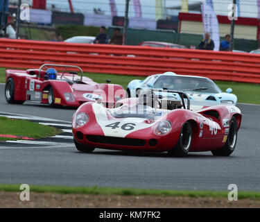 Mike Whitaker, Lola T70 Mk2 Spyder, FIA, Masters Historic Sports Cars, Silverstone Classic, July 2017, Silverstone, 60's cars, circuit racing, cjm-pho Stock Photo