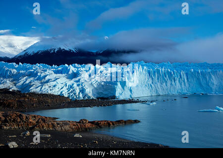Terminal face of Perito Moreno Glacier, and Lago Argentino, Parque Nacional Los Glaciares (World Heritage Area), Patagonia, Argentina, South America