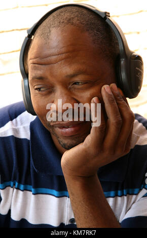 Portrait of a African man with headphones Stock Photo