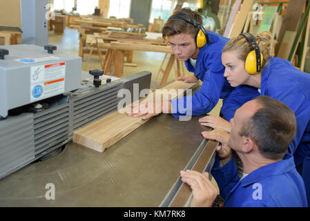 using a jointer Stock Photo