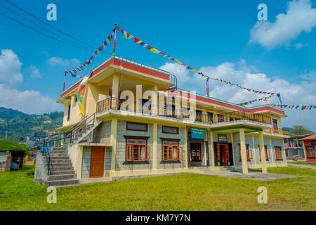 POKHARA, NEPAL - OCTOBER 06 2017: Outdoor view of the building of comunity carpet show room in Kathmandu Nepal Stock Photo