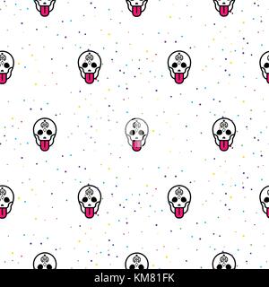 Skull funny seamless vector pattern. Stock Vector