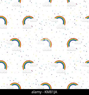 Rainbow hipster style seamless vector pattern. Stock Vector