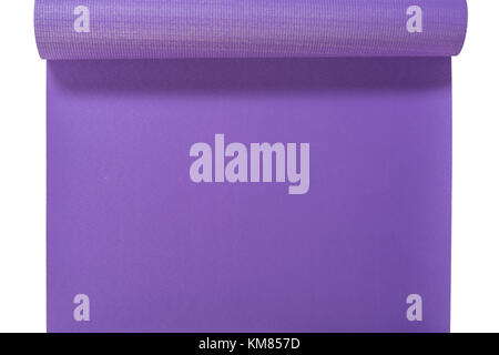 An Overhead View Of A Purple Yoga Mat Stock Photo