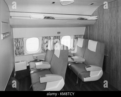 SAS DC 8 33 Interior and design before delivery, cabin and seats. New decor (1) Stock Photo