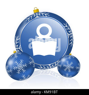 Book blue christmas balls icon Stock Photo