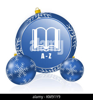 Dictionary blue christmas balls icon Stock Photo