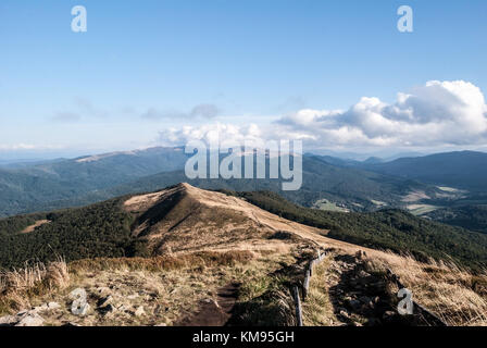 Polonina Carynska, Bukowe Berdo, Szeroki Wierch and many other hills of Biesczady mountains in southeastern Poland near borders with Ukrajine and Sloa Stock Photo