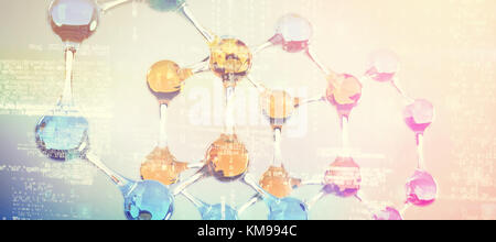 Image of data against dna structure Stock Photo