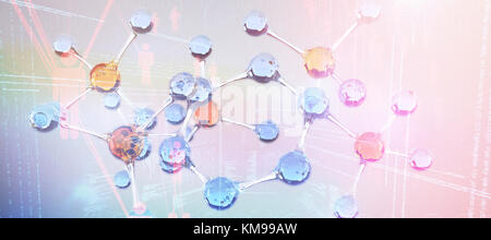 Composite image of illustration of virtual data against dna structure Stock Photo