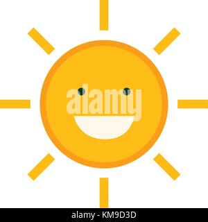 Flat cute sun character design with isolated white background vector illustration.Cartoon sun smiling Stock Vector