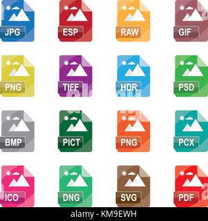 image file formats, file extensions, Flat colorful vector icons ...