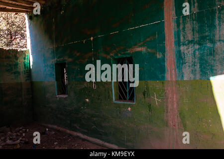 Inside of the house in an abandoned village in Wadi Massal, Riyadh Province, Saudi Arabia Stock Photo