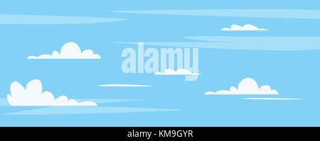 Beautiful blue sky with cute clouds background vector illustration.Clean sky on mid day. Stock Vector