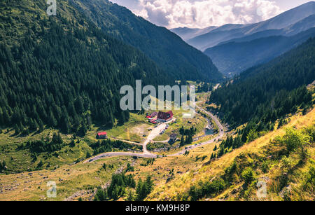 Transfagarasan pass in summer. Crossing Carpathian mountains in Romania, Transfagarasan is one of the most spectacular mountain roads in the world. Stock Photo