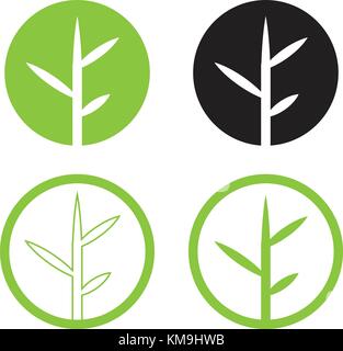 Leave logo design set vector.Nature logo in circle. bamboo logo with green and isolated white background Stock Vector