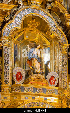 The Virgin of Quito, the original wooden statue by Bernardo de Legarda, in the Church and Convent of San Francisco, Quito, Ecuador Stock Photo