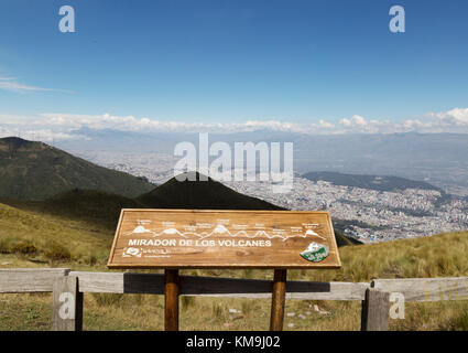 Teleferico, Quito Ecuador - the view from the top of the Teleferico, or Teleferiqo at 14000 feet, Quito, Ecuador South America Stock Photo