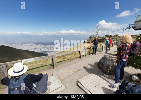 Teleferico, Quito Ecuador - the view from the top of the Teleferico, or Teleferiqo at 14000 feet, Quito, Ecuador South America Stock Photo