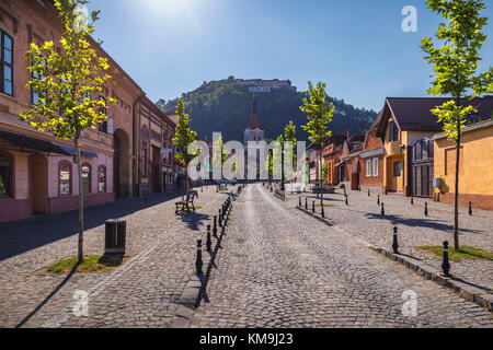 Fortified Church in Rasnov City and medieval Fortress 'Cetate' in Brasov, Transylvania, Romania Stock Photo