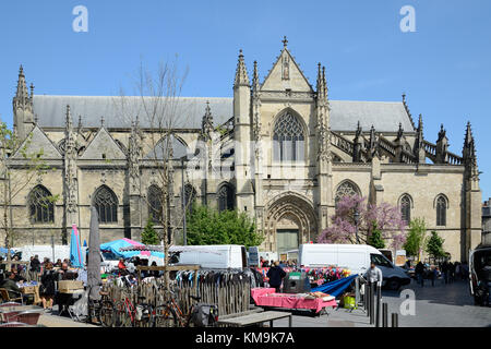 Street fair in the historic part of the French city Bordeaux Stock Photo